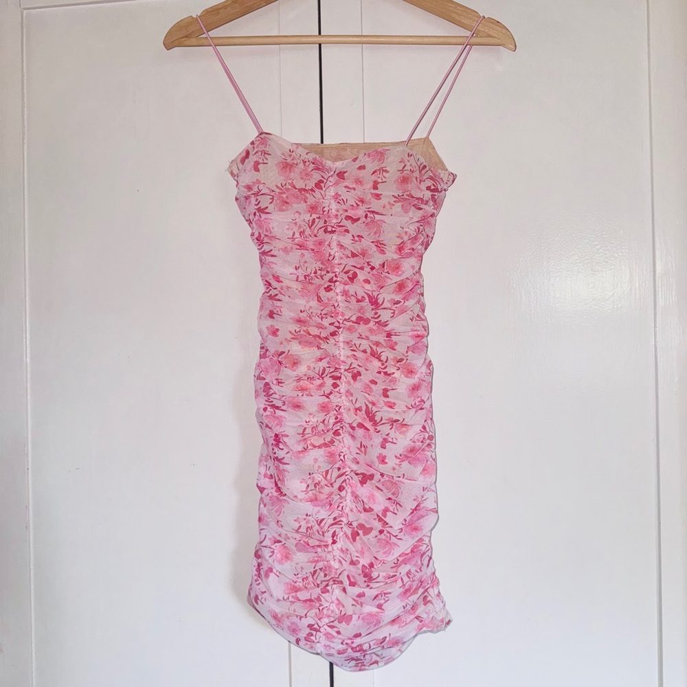 Oh Polly Flower of Love Pink Mesh Mini Dress - Picture 6 of 7